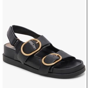 Dolce Vita Black Sandals with Gold Accents